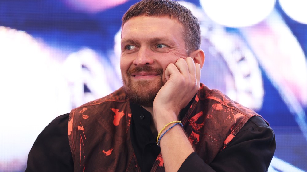 LONDON, ENGLAND - APRIL 29: Oleksandr Usyk looks on during a press conference ahead of the Undisputed IBF, IBO, WBC and WBO World Heavyweight Titles' fight between Oleksandr Usyk and Daniel Dubois as part of Undisputed: Usyk v Dubois II at Wembley Stadium on April 29, 2025 in London, England. (Photo by Alex Davidson/Getty Images)