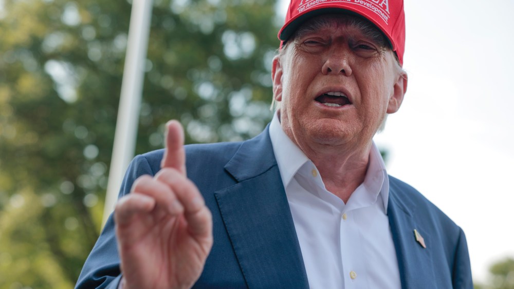 WASHINGTON, DC - JULY 01: U.S. President Donald Trump speaks to reporters on the South Lawn before boarding Marine One and departing the White House on July 01, 2025 in Washington, DC. Trump is traveling to Ochopee, Florida to visit a newly built immigration detention center in the Florida Everglades dubbed "Alligator Alcatraz."  (Photo by Anna Moneymaker/Getty Images)